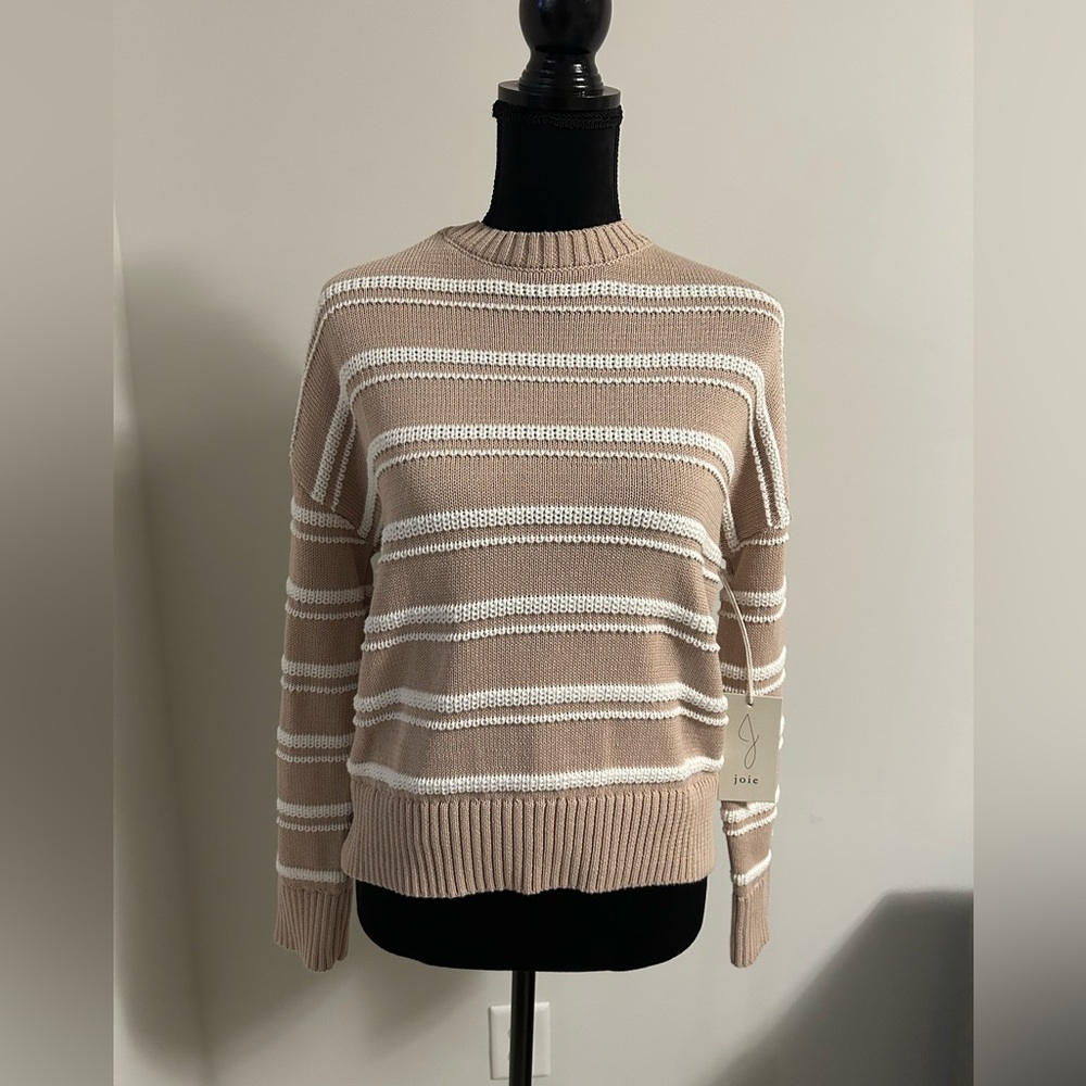 Joie Beige and White Striped Sweater
